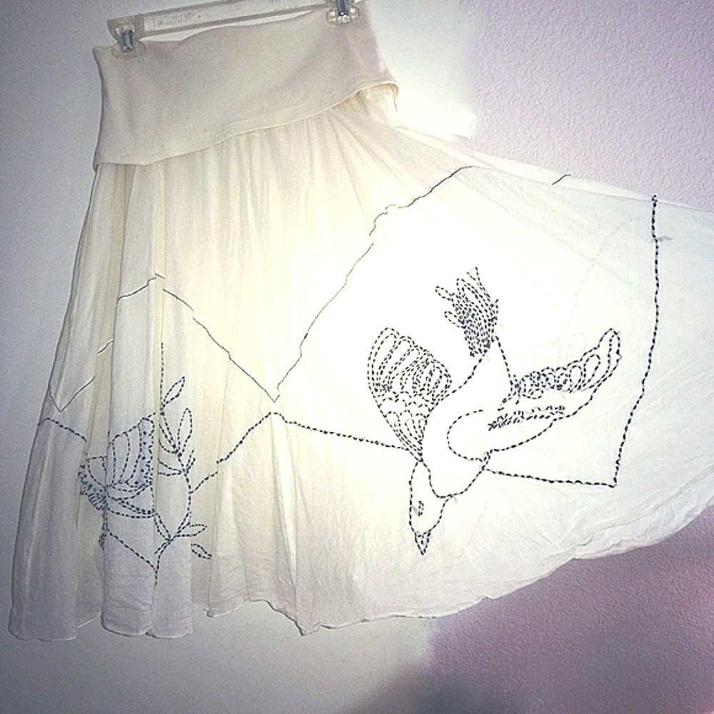 Embroidered Cotton Midi Skirt